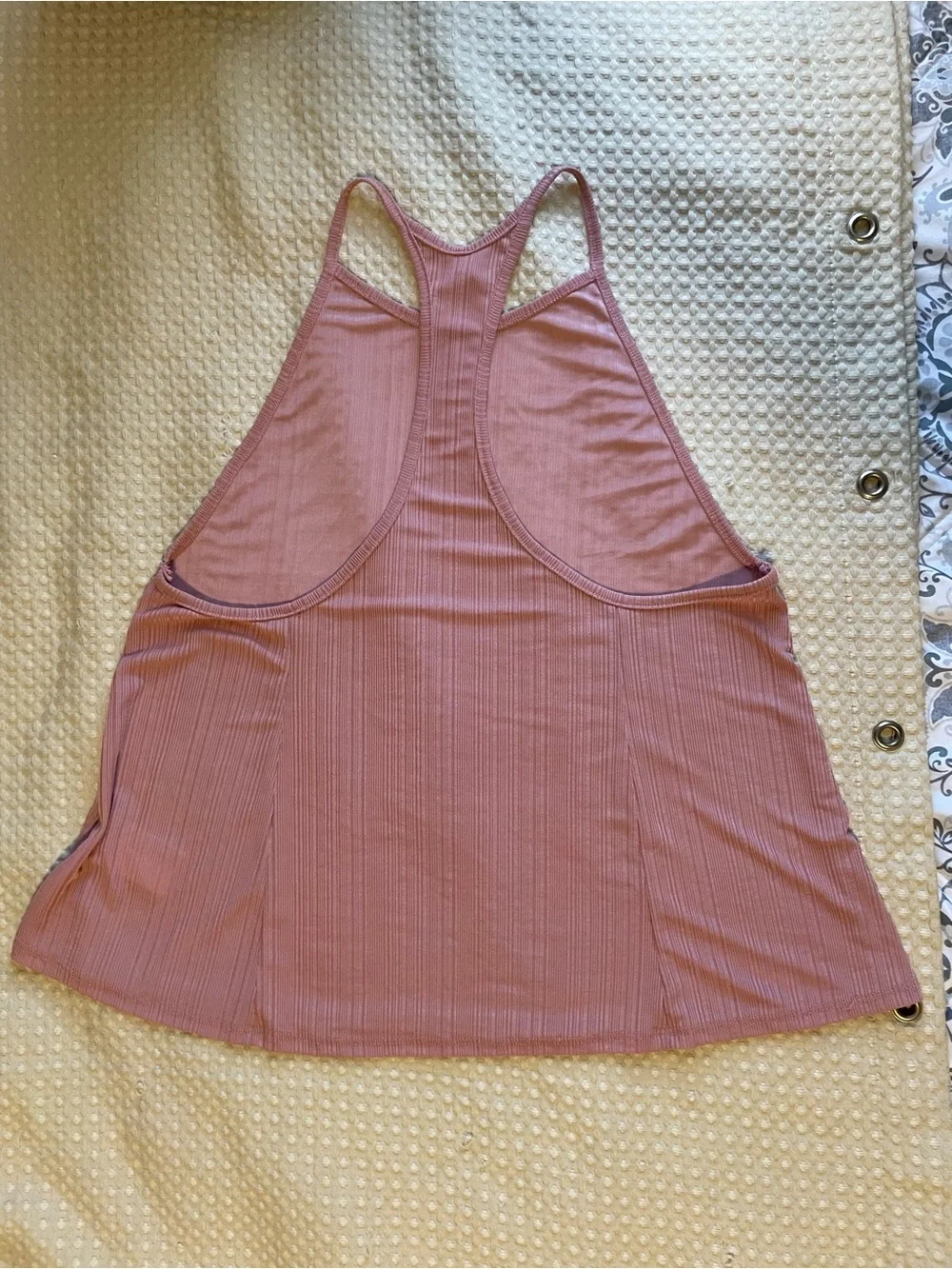Free People Pink/Rose Tank Ribbed High Neck Racerback Tank Top